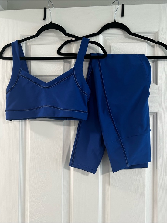 YPB Other - Abercrombie YPB Women's Royal Blue Velvet Activewear Sports Bra and Leggings Set